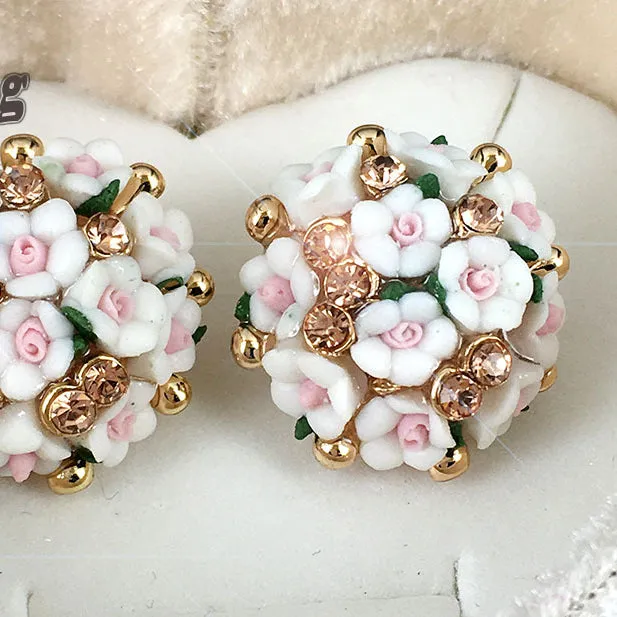 Wholesale Rose Flower Rhinestone Ear Studs