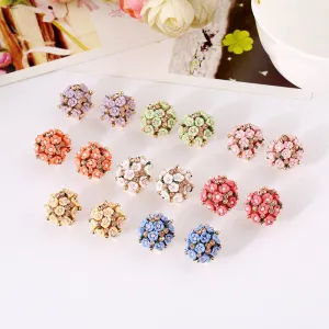 Wholesale Rose Flower Rhinestone Ear Studs
