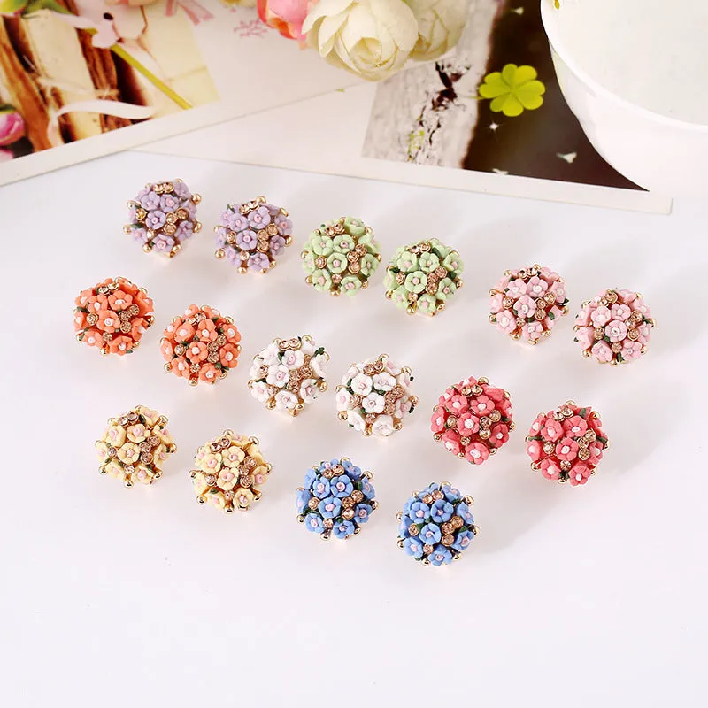 Wholesale Rose Flower Rhinestone Ear Studs