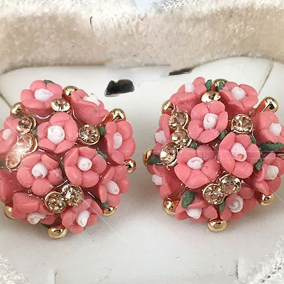 Wholesale Rose Flower Rhinestone Ear Studs