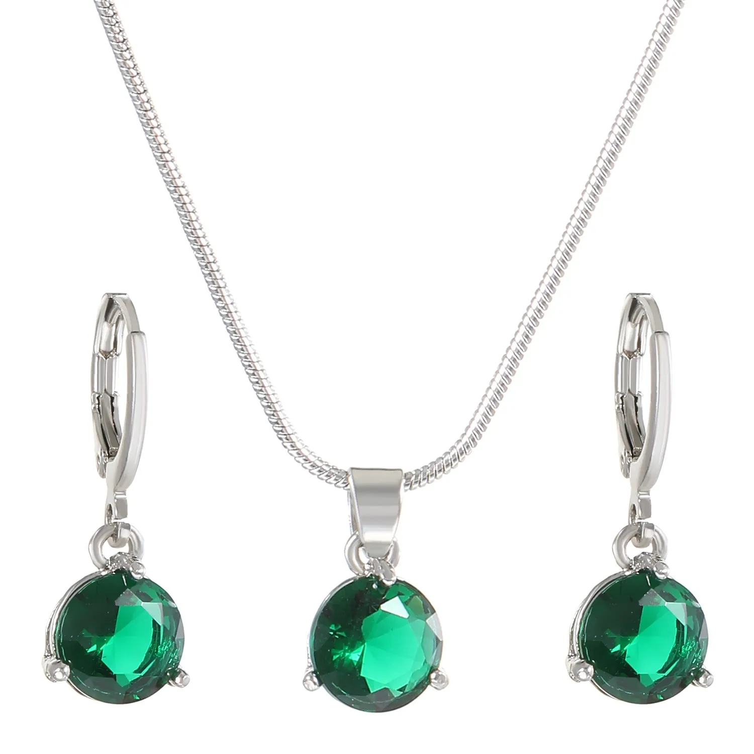 Wholesale Round Multicolor Zircon Necklace and Earring Jewelry Set