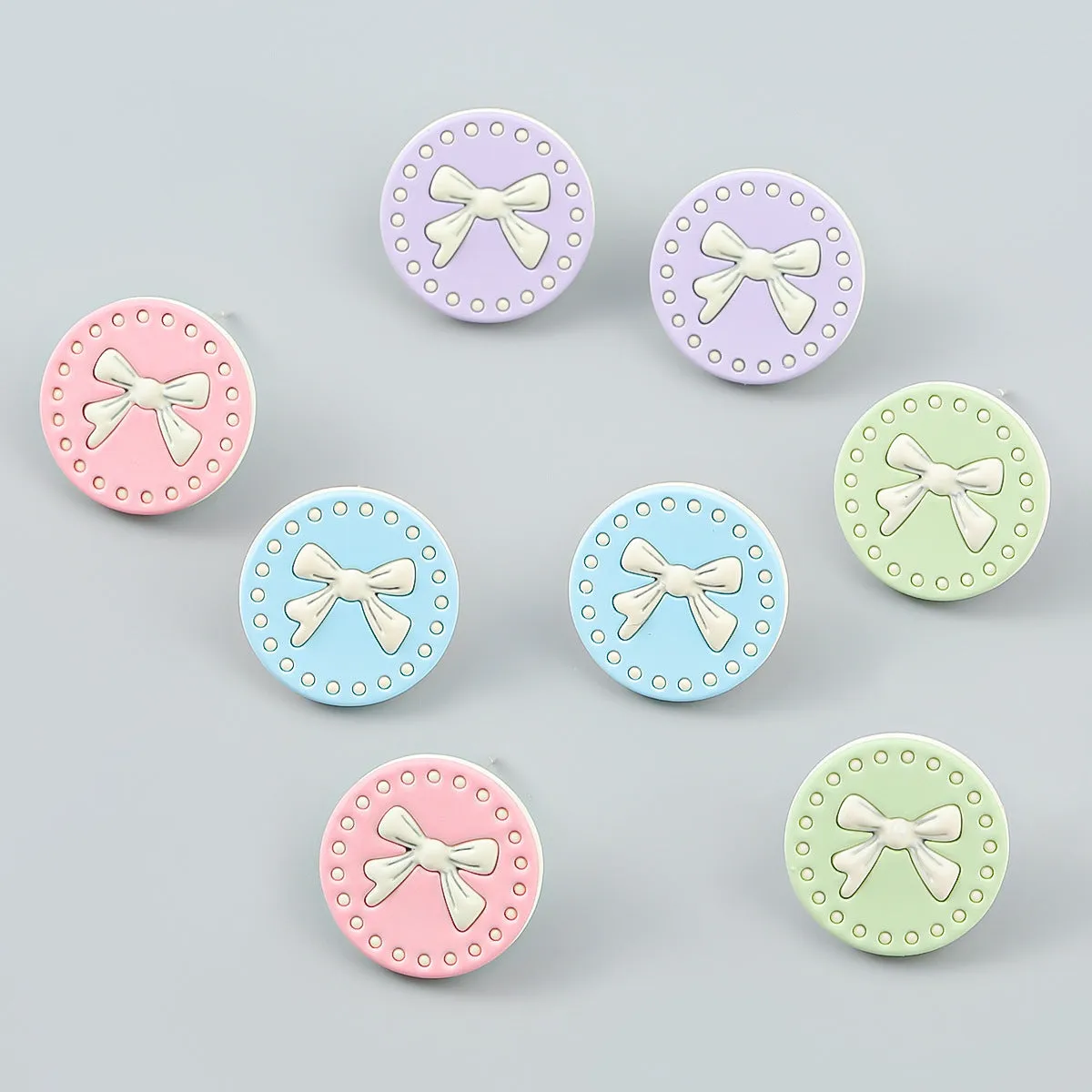 Wholesale Round Spray Painted Bow Alloy Ear Studs