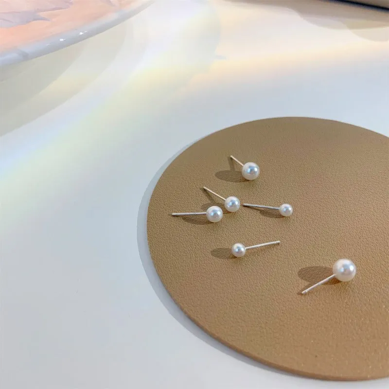 Wholesale S925 Silver Needle 4-6mm Mini Pearl Sweet Charm Simple Bean Earrings