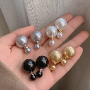 Wholesale S925 Silver Needle Double Head Pearl Earrings