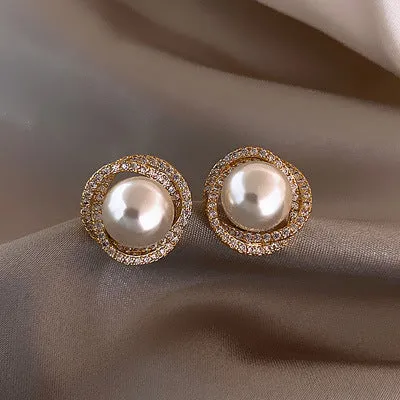 Wholesale S925 Silver Needle Pearl Earrings
