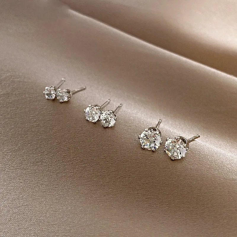Wholesale s925 Silver Needle Set of Six Zircon Copper Earrings