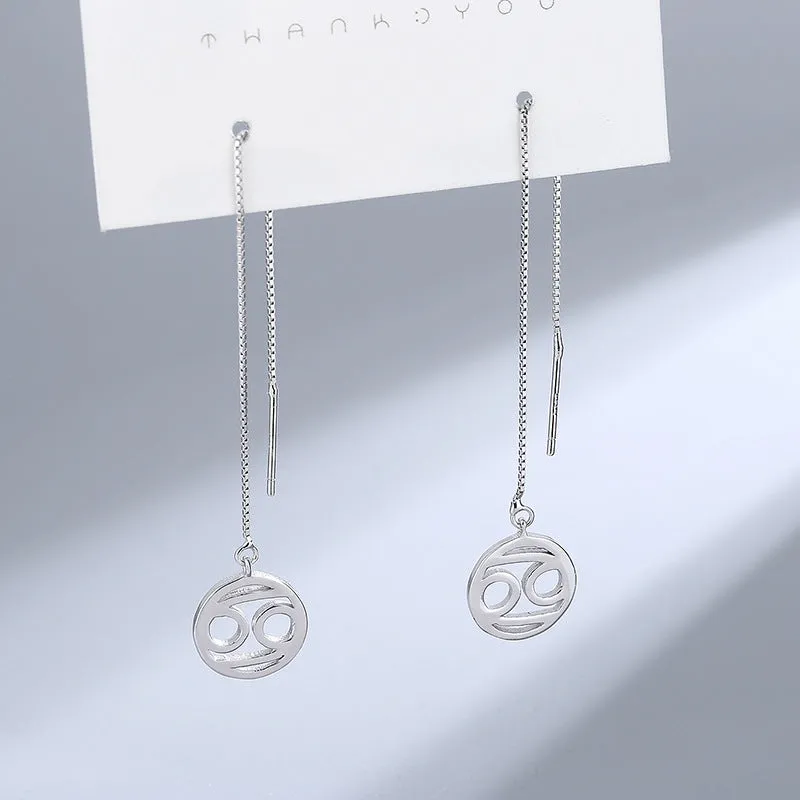 Wholesale S925 Sterling Silver Long Ear Line Twelve Constellation Valentine's Day Gift Tassel Earrings 925 Spring Earrings