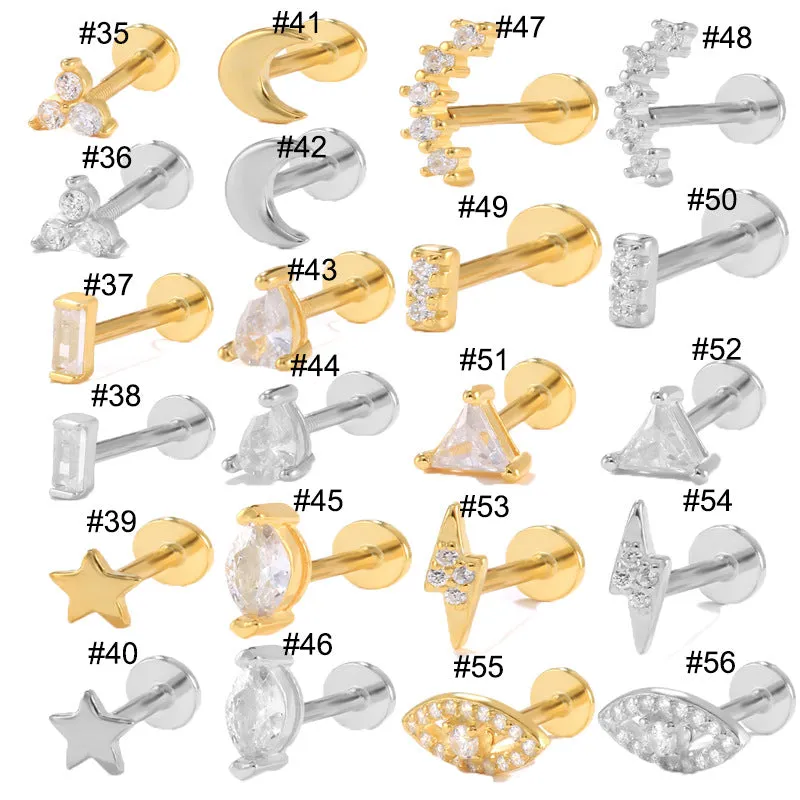 Wholesale S925 Sterling Silver Piercing Inner Thread Ear Piercing Ear Bone Nails