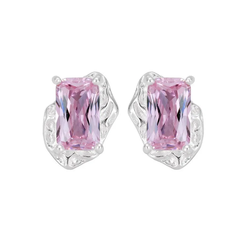 Wholesale S999 Sterling Silver Earrings Pink Girly Heart Earrings