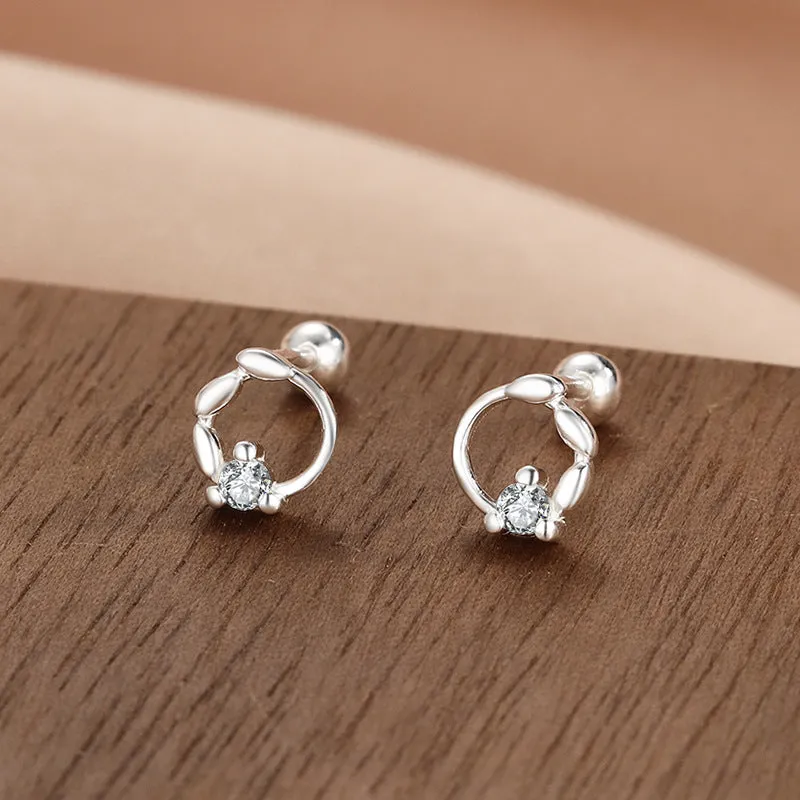 Wholesale S999 Sterling Silver Screw Pattern Simple Temperament Small Ear Bone Stud Earrings