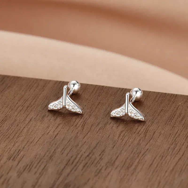 Wholesale S999 Sterling Silver Screw Pattern Simple Temperament Small Ear Bone Stud Earrings