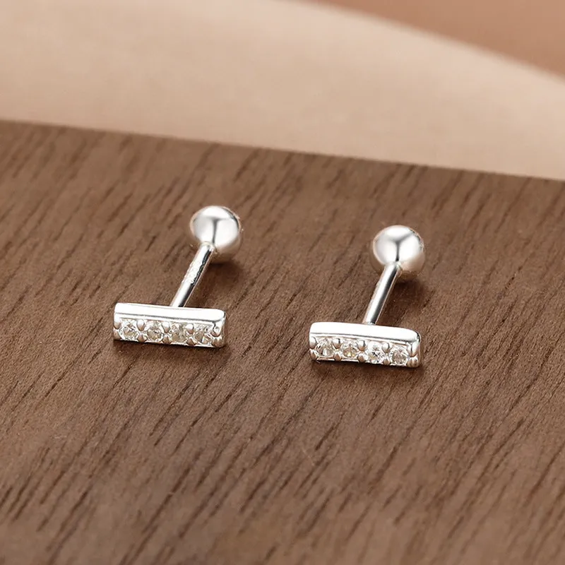 Wholesale S999 Sterling Silver Screw Pattern Simple Temperament Small Ear Bone Stud Earrings