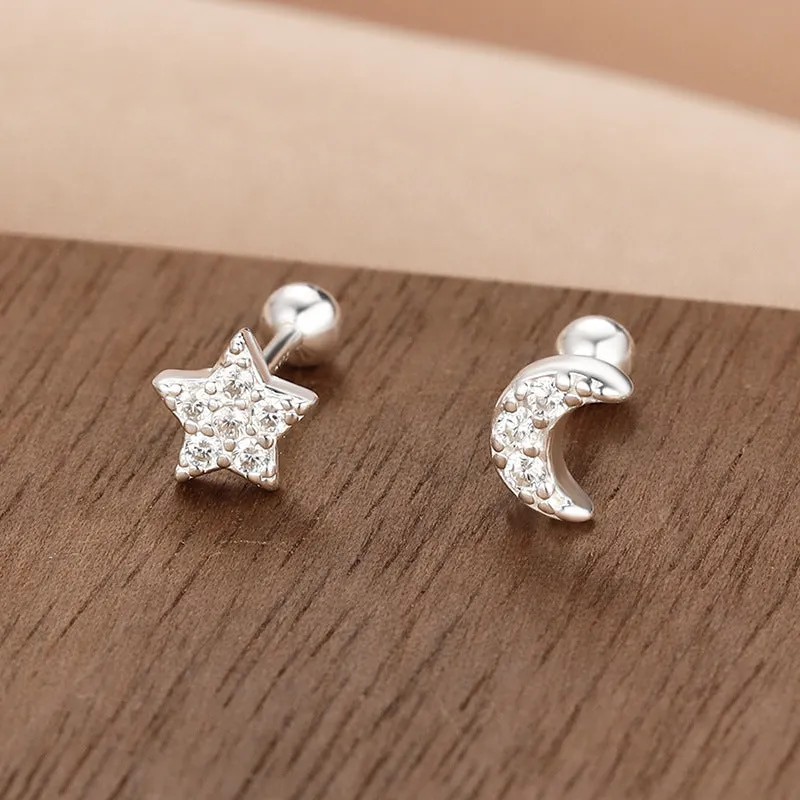 Wholesale S999 Sterling Silver Screw Pattern Simple Temperament Small Ear Bone Stud Earrings