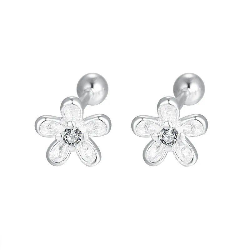 Wholesale S999 Sterling Silver Screw Pattern Simple Temperament Small Ear Bone Stud Earrings