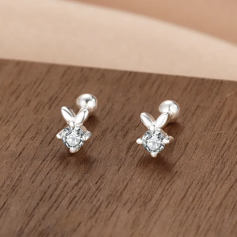 Wholesale S999 Sterling Silver Screw Pattern Simple Temperament Small Ear Bone Stud Earrings