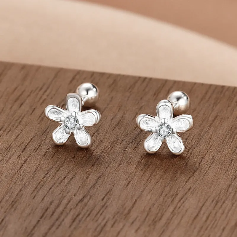 Wholesale S999 Sterling Silver Screw Pattern Simple Temperament Small Ear Bone Stud Earrings