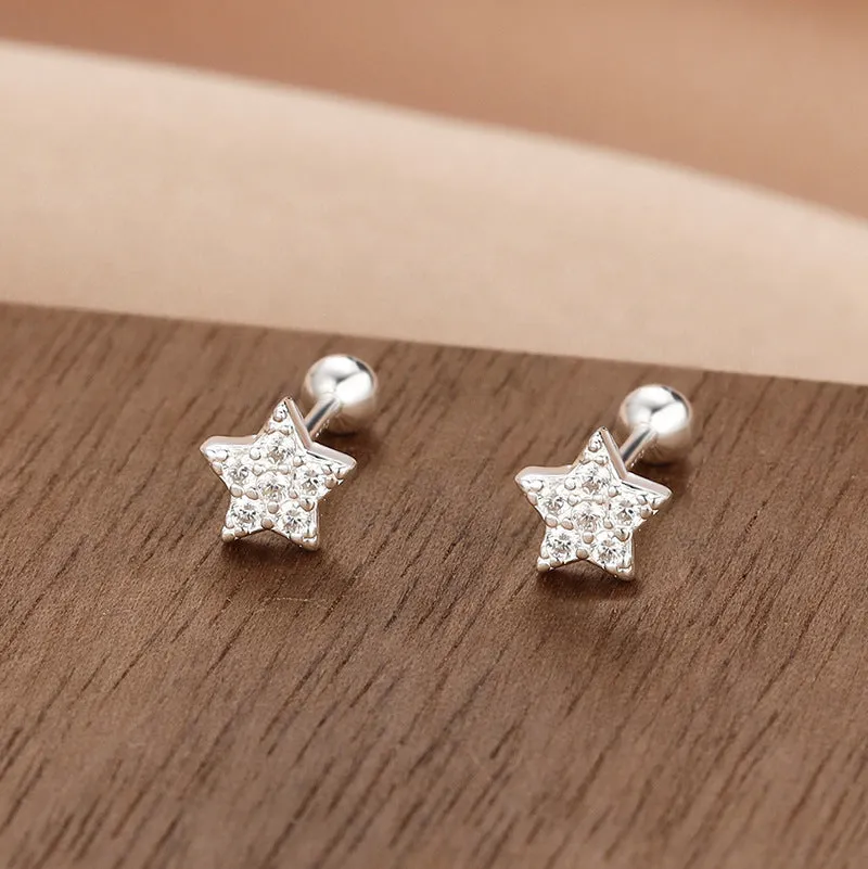 Wholesale S999 Sterling Silver Screw Pattern Simple Temperament Small Ear Bone Stud Earrings