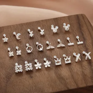 Wholesale S999 Sterling Silver Screw Pattern Simple Temperament Small Ear Bone Stud Earrings