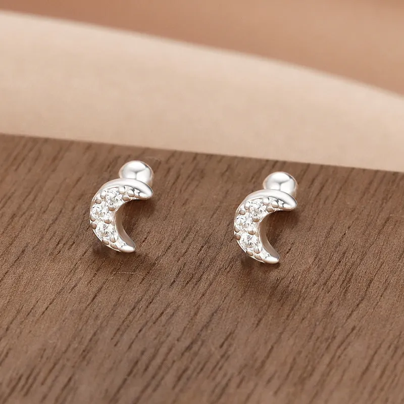 Wholesale S999 Sterling Silver Screw Pattern Simple Temperament Small Ear Bone Stud Earrings