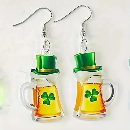 Wholesale San Pachrette Holiday Green Cute Animal Bow Acrylic Frog Parade Earrings