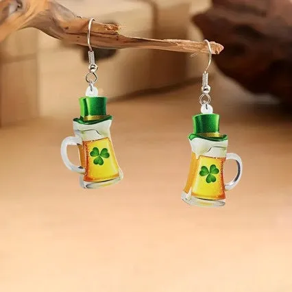 Wholesale San Pachrette Holiday Green Cute Animal Bow Acrylic Frog Parade Earrings