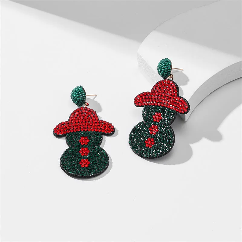 Wholesale Santa Christmas Tree Fabric Diamond Earrings