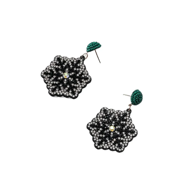 Wholesale Santa Christmas Tree Fabric Diamond Earrings