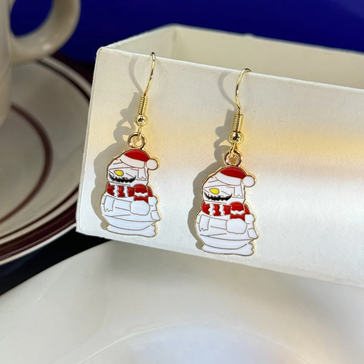 Wholesale Santa Claus Funny Skull Oil Drop Earrings