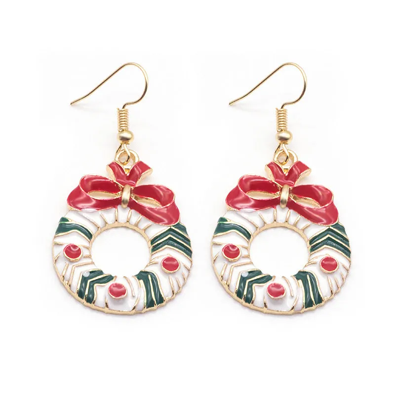 Wholesale Santa Claus Snowflake Elk Oil Drop Earrings