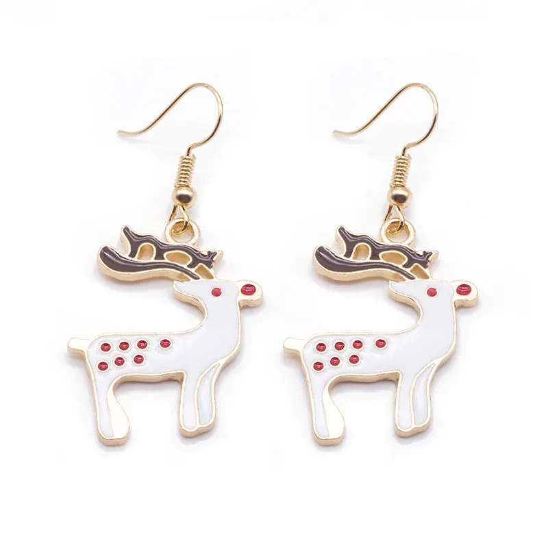 Wholesale Santa Claus Snowflake Elk Oil Drop Earrings
