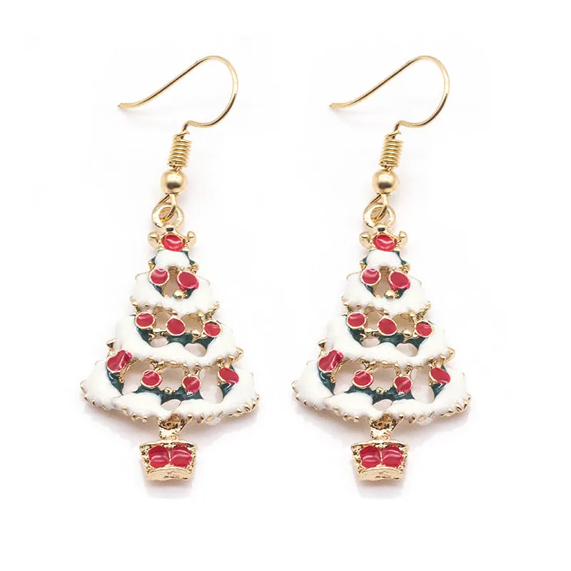 Wholesale Santa Claus Snowflake Elk Oil Drop Earrings