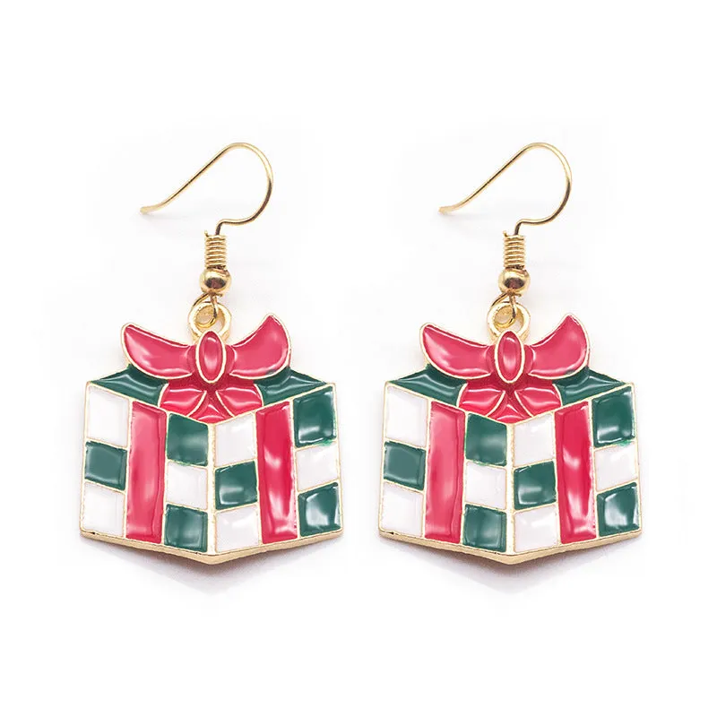 Wholesale Santa Claus Snowflake Elk Oil Drop Earrings