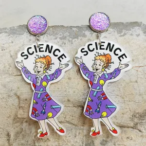 Wholesale Science Rainbow Alphabet Acrylic Bright Purple Earrings