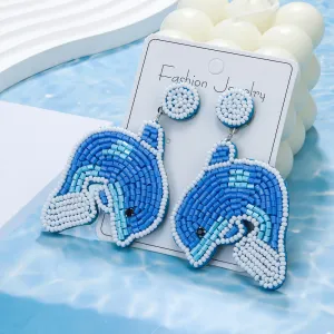Wholesale  Sea Turtle Dolphin Starfish Jellyfish Rice Bead Earrings Bohemian Style Holiday Earrings