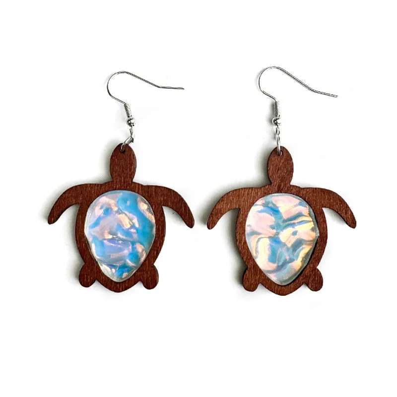Wholesale Sea Turtle Water Drop Ocean Ripple Acrylic Fashion Earrings