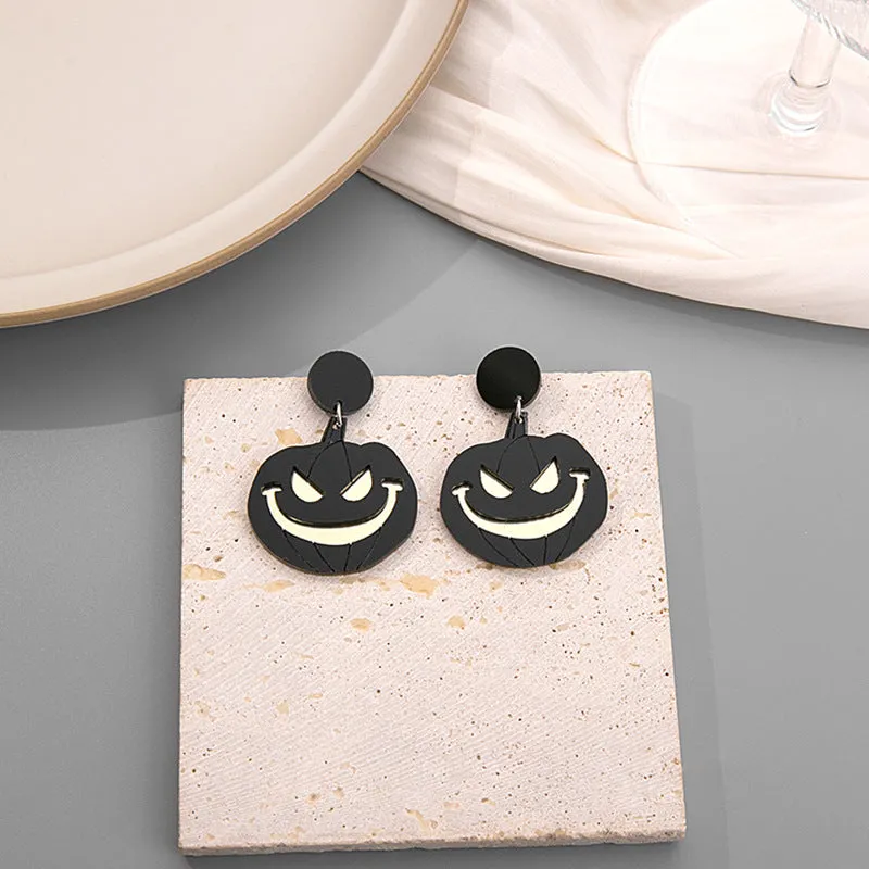 Wholesale Silver Needle Cartoon Halloween Funny Devil Acrylic Earrings