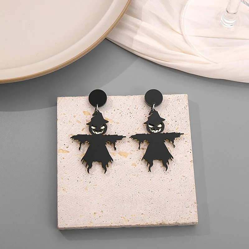 Wholesale Silver Needle Cartoon Halloween Funny Devil Acrylic Earrings