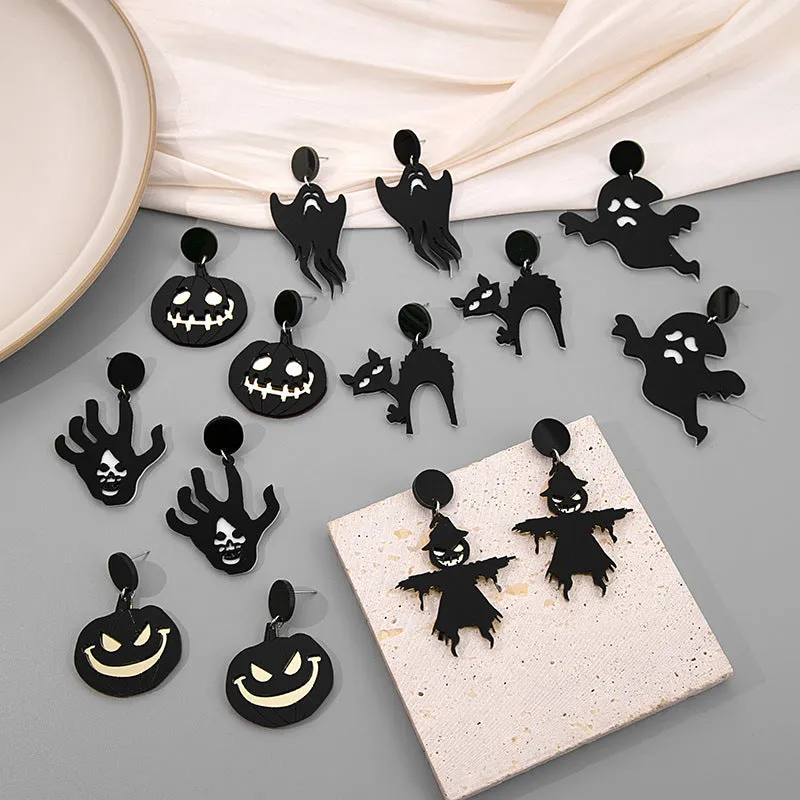 Wholesale Silver Needle Cartoon Halloween Funny Devil Acrylic Earrings