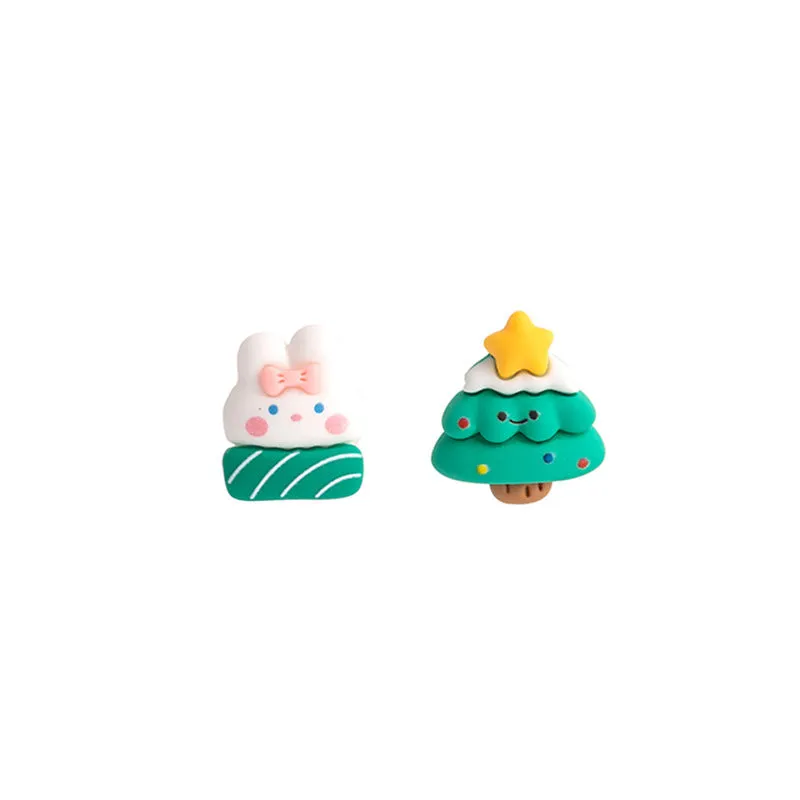 Wholesale Silver Needle Christmas Series Cartoon Character Painted Earrings