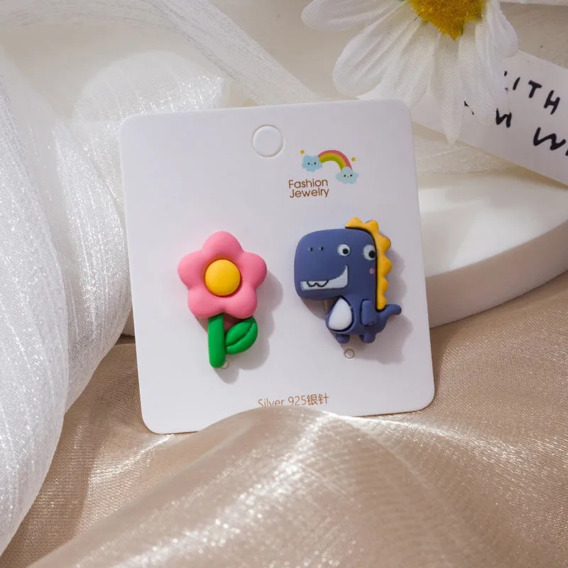 Wholesale Silver Needle Christmas Series Cartoon Character Painted Earrings