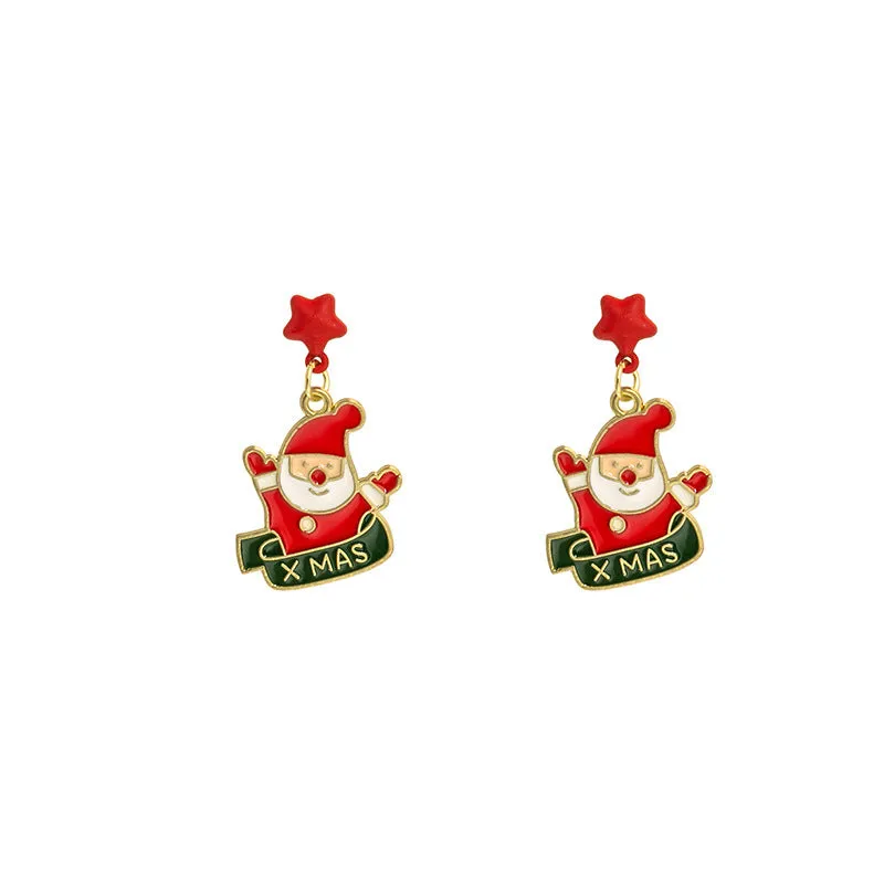 Wholesale Silver Needle Christmas Series Christmas Tree Snowman Earrings