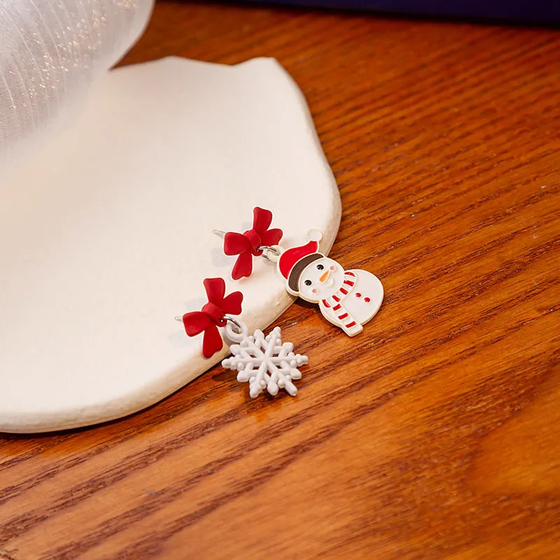 Wholesale Silver Needle Christmas Series Christmas Tree Snowman Earrings