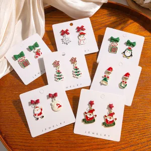 Wholesale Silver Needle Christmas Series Christmas Tree Snowman Earrings