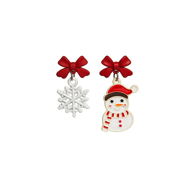 Wholesale Silver Needle Christmas Series Christmas Tree Snowman Earrings