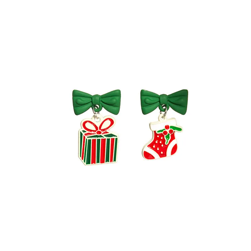 Wholesale Silver Needle Christmas Series Christmas Tree Snowman Earrings