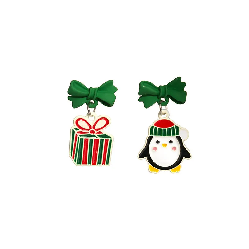 Wholesale Silver Needle Christmas Series Christmas Tree Snowman Earrings