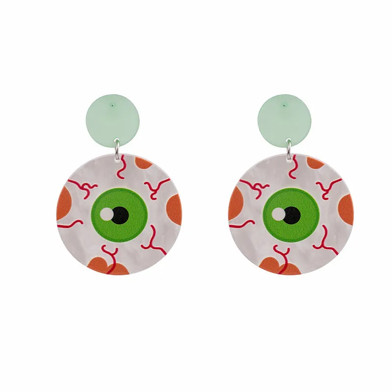 Wholesale Silver Needle Halloween Funny Pumpkin Head Ghost Spider Earrings