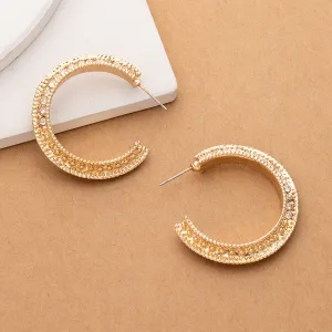 Wholesale Silver Needle Retro Simple Diamond C Shape Earrings