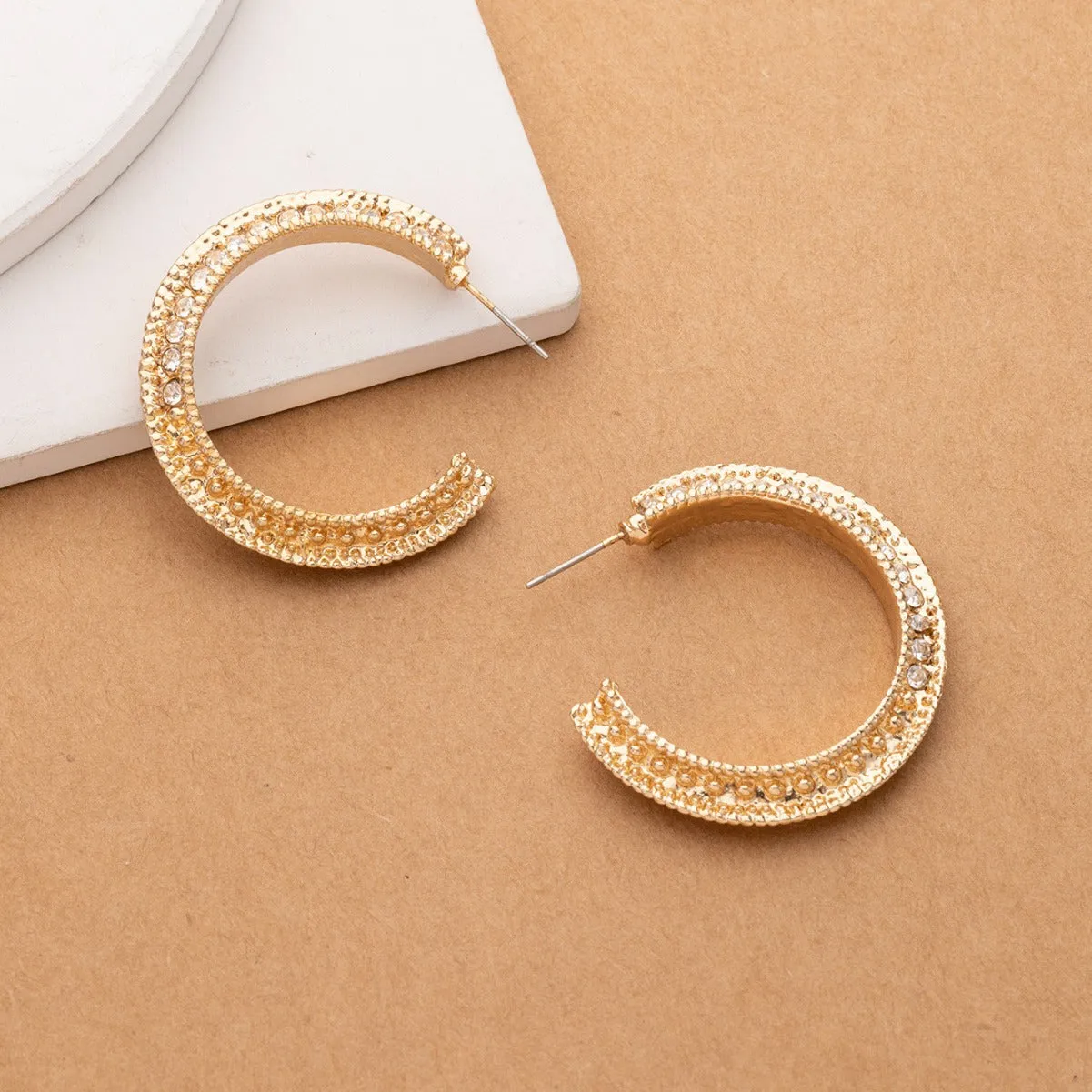 Wholesale Silver Needle Retro Simple Diamond C Shape Earrings