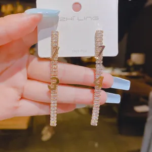 Wholesale silver needle Valentine's Day micro inlaid zircon elegant women's geometric fresh simple women's earrings earrings